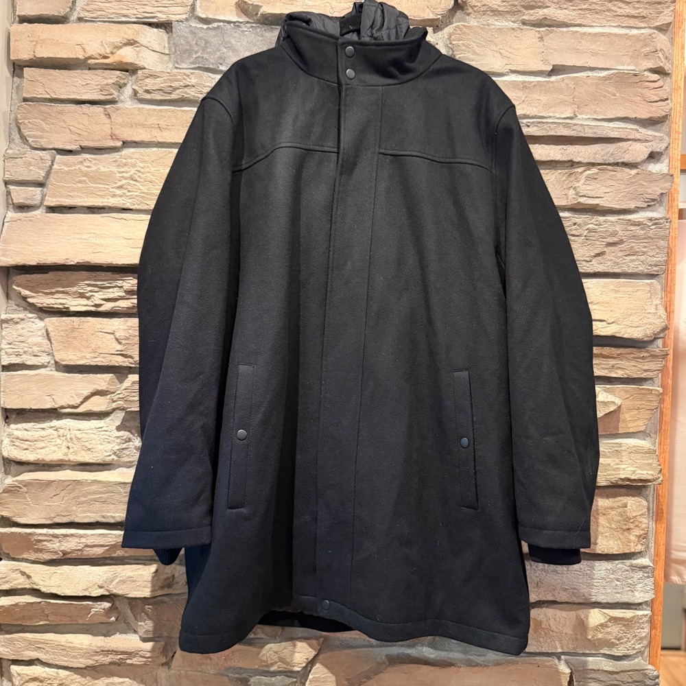 Structure Men's Black Wool Blend Hooded Car Coat Jacket XXL/EEG Winter Outerwear